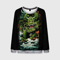 Свитшот мужской Зеленый дракон символ года, цвет: 3D-меланж