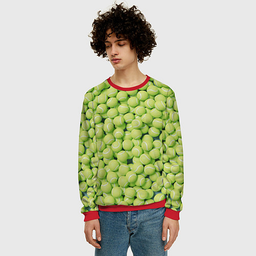 Мужской свитшот Много теннисных мячей / 3D-Красный – фото 3