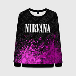 Свитшот мужской Nirvana rock legends посередине, цвет: 3D-черный