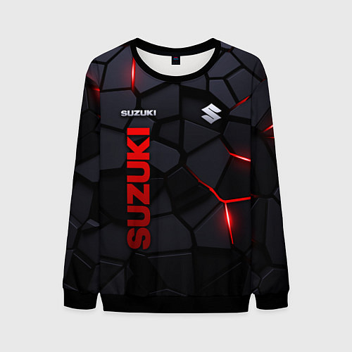 Мужской свитшот Suzuki - плиты с эффектом свечения / 3D-Черный – фото 1