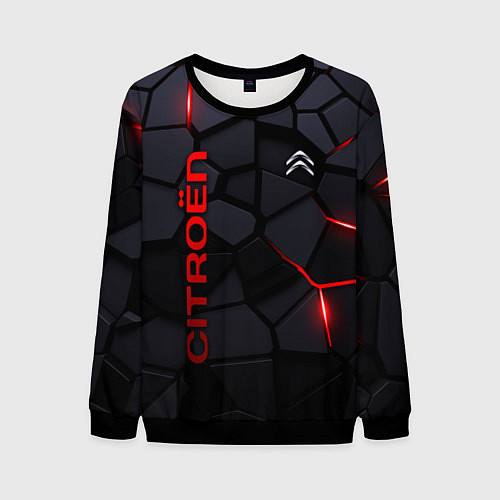 Мужской свитшот Citroen - плиты с эффектом свечения / 3D-Черный – фото 1
