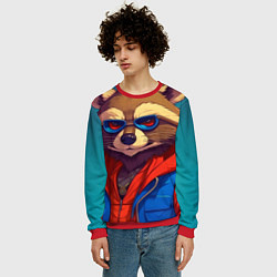 Свитшот мужской Енот от ai, цвет: 3D-красный — фото 2