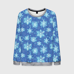 Свитшот мужской Pattern with bright snowflakes, цвет: 3D-меланж