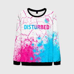 Свитшот мужской Disturbed neon gradient style посередине, цвет: 3D-черный