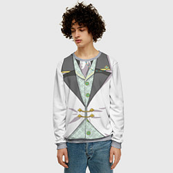 Свитшот мужской Белый мультяшный фрак с шейным платком, цвет: 3D-меланж — фото 2