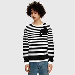 Свитшот мужской Силуэт на чёрно белом полосы, цвет: 3D-белый — фото 2