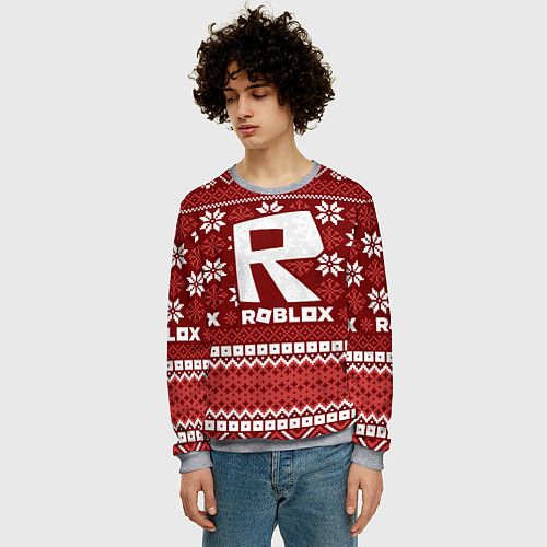 Мужской свитшот Roblox christmas sweater / 3D-Меланж – фото 3