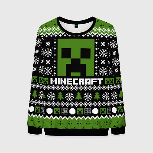 Мужской свитшот Minecraft christmas sweater / 3D-Черный – фото 1