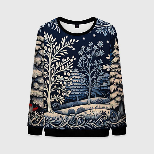Мужской свитшот Ледяные узоры нового года / 3D-Черный – фото 1