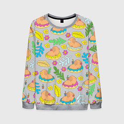 Свитшот мужской Семья капибар на отдыхе, цвет: 3D-меланж