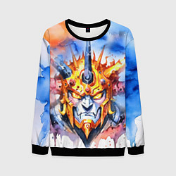 Свитшот мужской Серьезный оранжевый робот акварель, цвет: 3D-черный