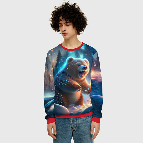 Мужской свитшот Полярный мишка / 3D-Красный – фото 3