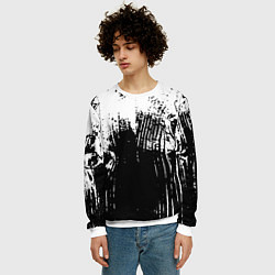 Свитшот мужской Черно-белая абстракция гранж, цвет: 3D-белый — фото 2