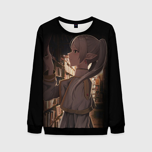 Мужской свитшот Фрирен ставит книгу на полку / 3D-Черный – фото 1