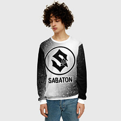 Свитшот мужской Sabaton glitch на светлом фоне, цвет: 3D-белый — фото 2