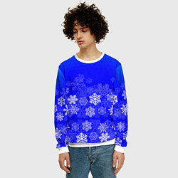 Свитшот мужской Снежинки на синем, цвет: 3D-белый — фото 2