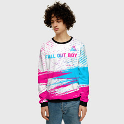 Свитшот мужской Fall Out Boy neon gradient style посередине, цвет: 3D-черный — фото 2