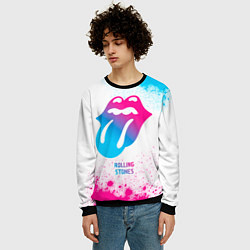 Свитшот мужской Rolling Stones neon gradient style, цвет: 3D-черный — фото 2