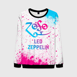 Свитшот мужской Led Zeppelin neon gradient style, цвет: 3D-черный