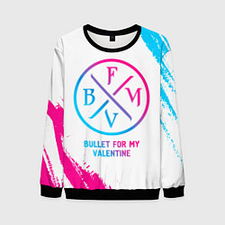 Свитшот мужской Bullet For My Valentine neon gradient style, цвет: 3D-черный