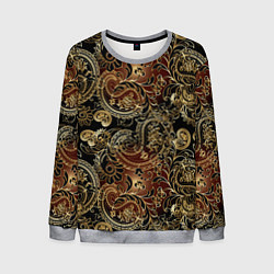 Свитшот мужской Золотые узоры пейсли, цвет: 3D-меланж