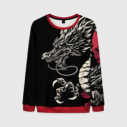 Свитшот мужской Japanese dragon - irezumi - art, цвет: 3D-красный