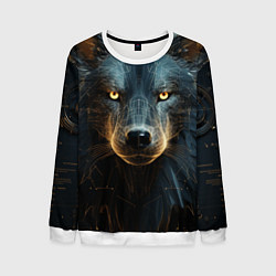 Свитшот мужской Волк арт-портрет, цвет: 3D-белый