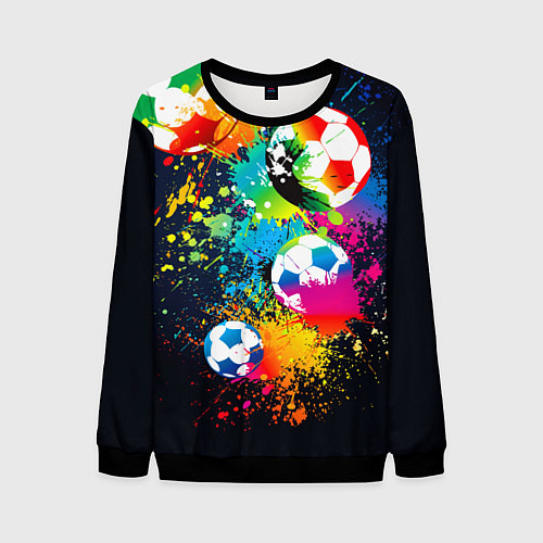Мужской свитшот Разноцветные футбольные мячи / 3D-Черный – фото 1