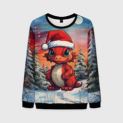 Свитшот мужской Маленький красный дракон, цвет: 3D-черный