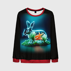 Свитшот мужской Прозрачный стеклянный кролик с овощами, цвет: 3D-красный