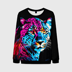 Свитшот мужской Леопард в неоновых цветах, цвет: 3D-черный