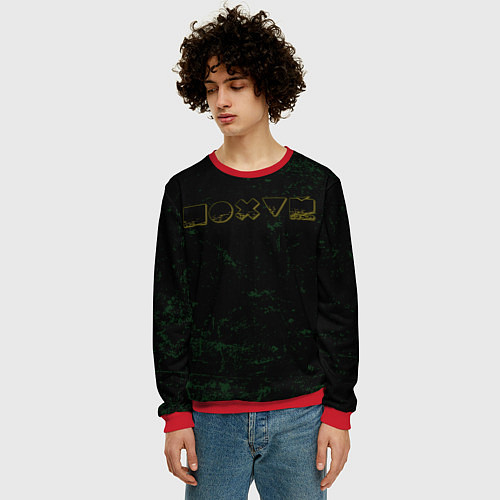 Мужской свитшот Равнодушие кислотный / 3D-Красный – фото 3