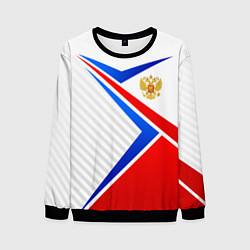 Свитшот мужской Герб РФ - классические цвета флага, цвет: 3D-черный