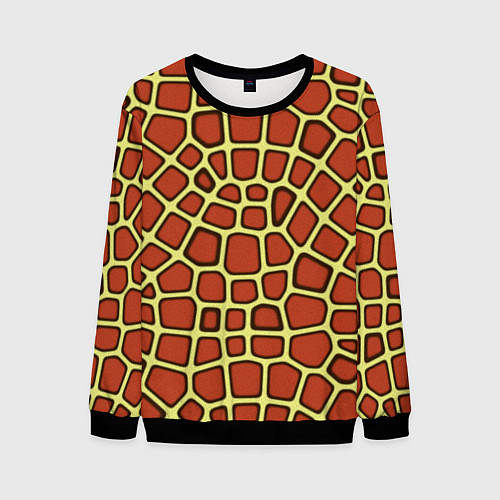 Мужской свитшот Паттерн красных плит на жёлтом / 3D-Черный – фото 1