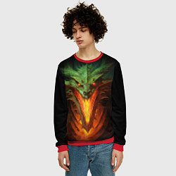Свитшот мужской Зеленый огнедышащий дракон, цвет: 3D-красный — фото 2