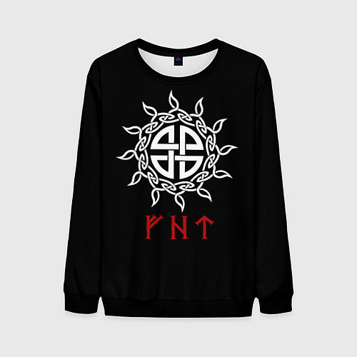 Мужской свитшот Узел защиты воина и руны победы / 3D-Черный – фото 1