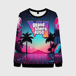Свитшот мужской GTA 6 summer abstract, цвет: 3D-черный