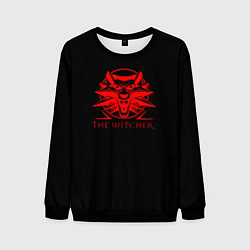 Мужской свитшот Ведьмак красное лого