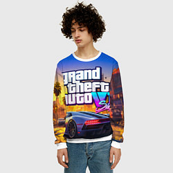 Свитшот мужской Grand theft auto 6 street vice city, цвет: 3D-белый — фото 2