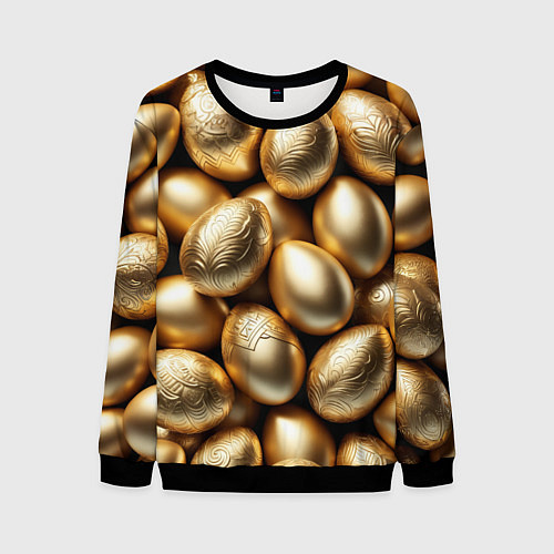 Мужской свитшот Золотые Пасхальные яйца / 3D-Черный – фото 1