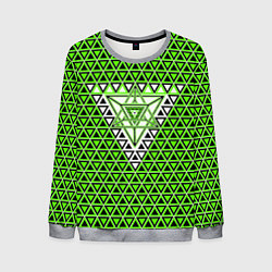 Свитшот мужской Зелёные и чёрные треугольники, цвет: 3D-меланж