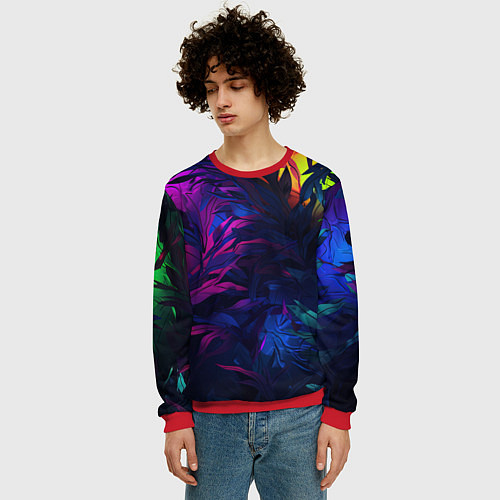 Мужской свитшот Абстрактный камуфляж в кислотных абстрактных пятна / 3D-Красный – фото 3