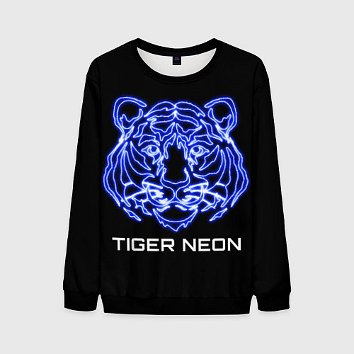 Мужской свитшот Tiger neon art / 3D-Черный – фото 1