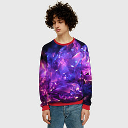 Свитшот мужской Синяя фиолетовая прозрачная абстракция, цвет: 3D-красный — фото 2