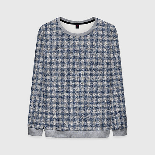 Мужской свитшот Клетчатый тёмный серо-синий / 3D-Меланж – фото 1