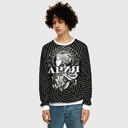 Свитшот мужской Ария на фоне девушки с розой и лабиринтом, цвет: 3D-белый — фото 2