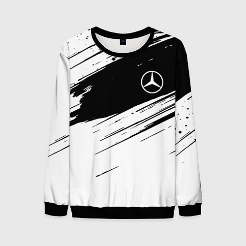 Мужской свитшот Mercedes benz краски чернобелая геометрия / 3D-Черный – фото 1