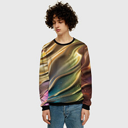 Свитшот мужской Металлический атласный песок, цвет: 3D-черный — фото 2