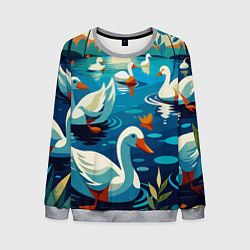 Мужской свитшот Гуси лебеди вода