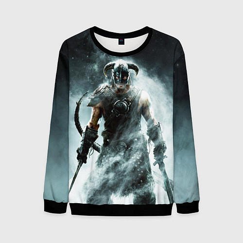 Мужской свитшот Skyrim - Dovahkiin / 3D-Черный – фото 1